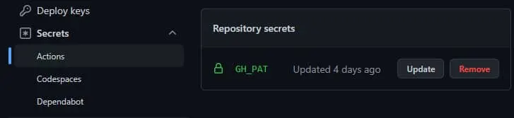 GitHub secrets