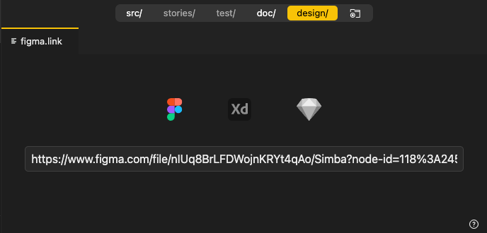 Screenshot of a Figma link inside Backlight's Design tab input box