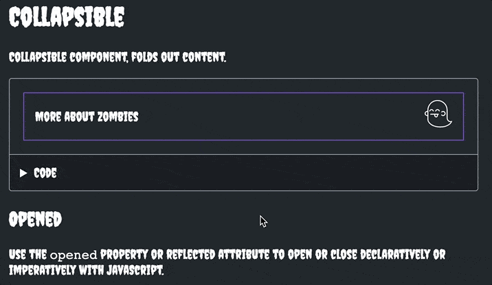 Animation of collapsible component from Spooky