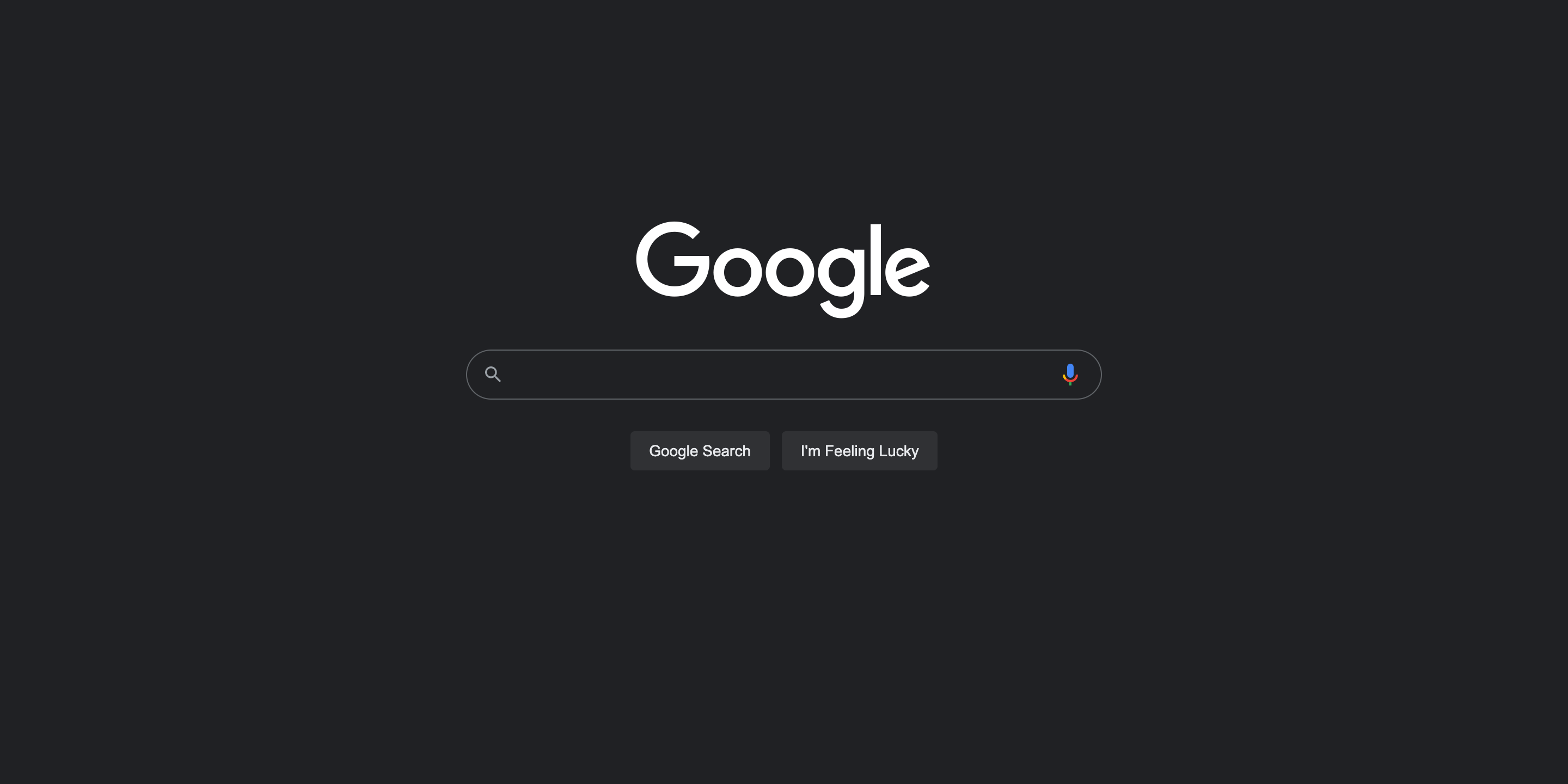 Screenshot of Google landing page on dark theme