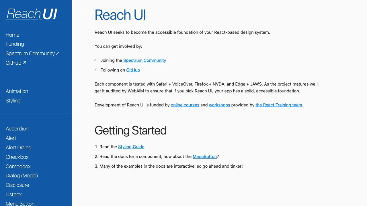 Screenshot of Reach UI