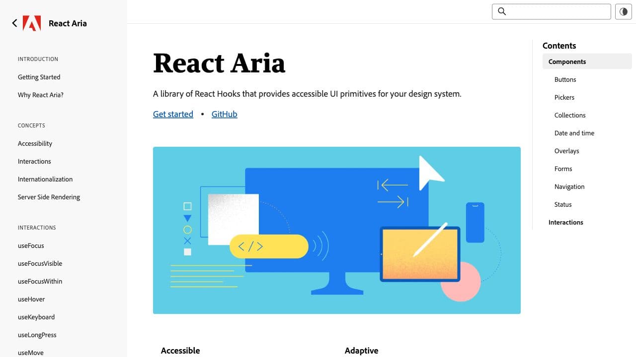 Screenshot of react-aria