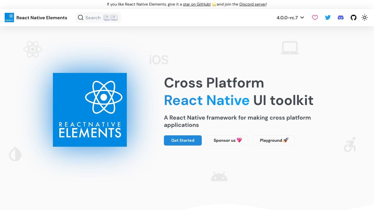 Screenshot of React Native Elements