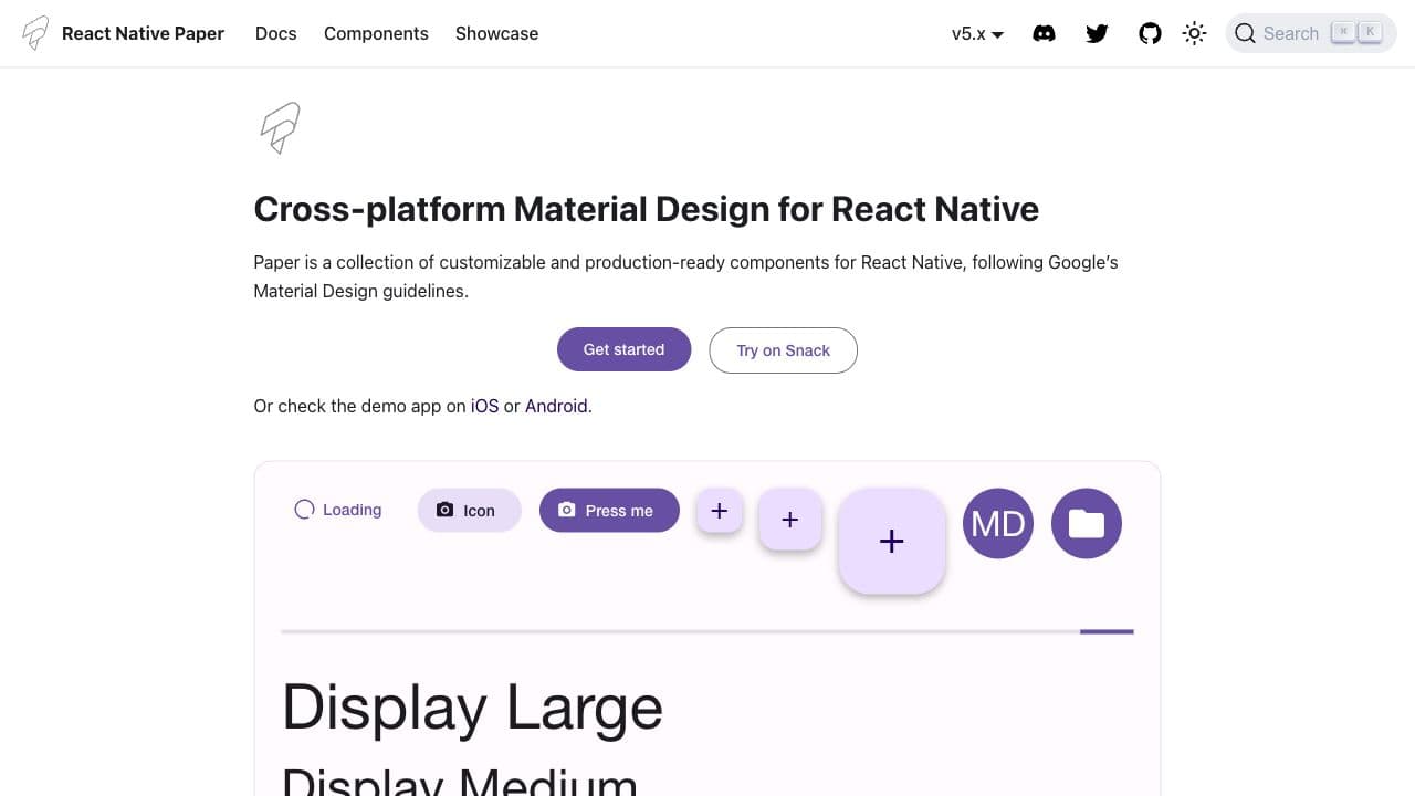 Screenshot of react-native-paper