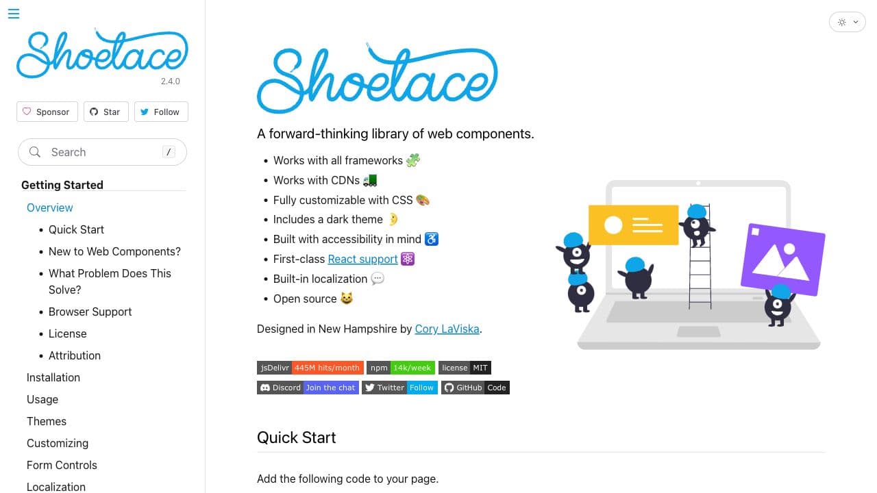 Screenshot of Shoelace