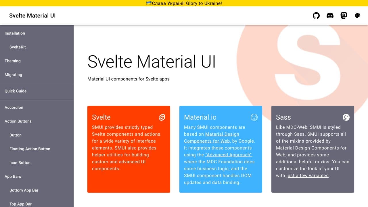 Screenshot of Svelte Material UI
