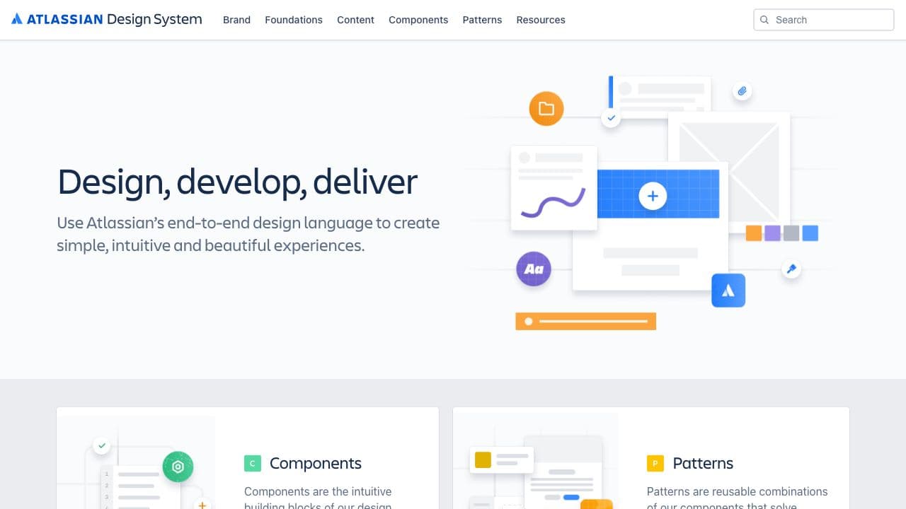 Front page screenshot of Atlassian Design System