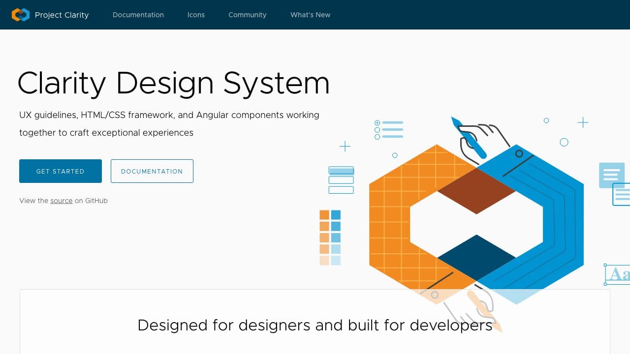 Front page screenshot of Clarity Design System