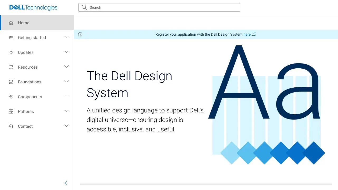 Front page screenshot of Dell Design System