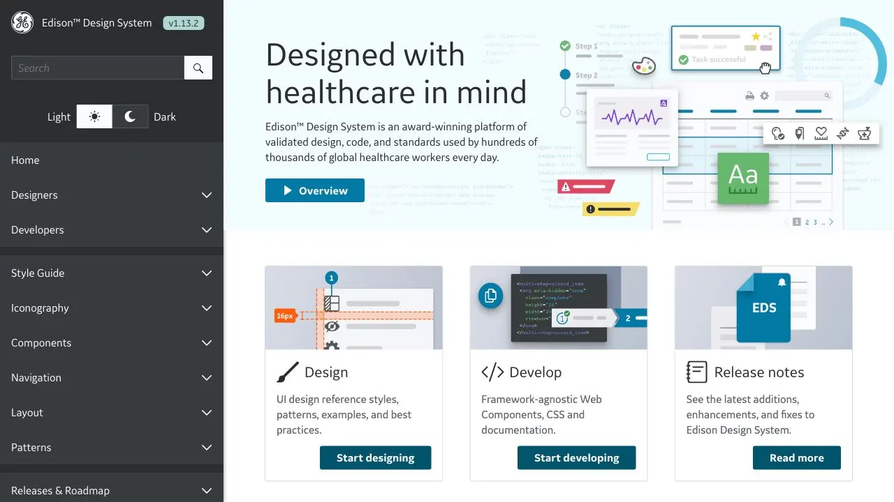 Front page screenshot of Edison Design System