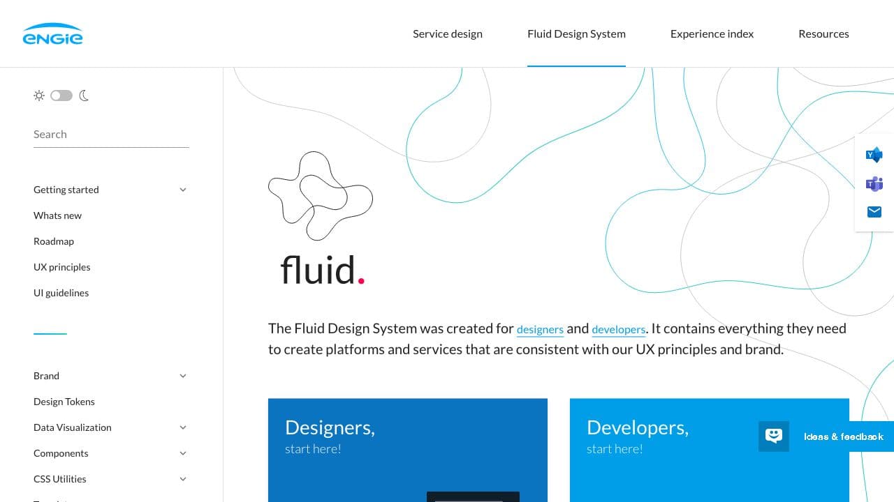 Front page screenshot of Fluid Design System