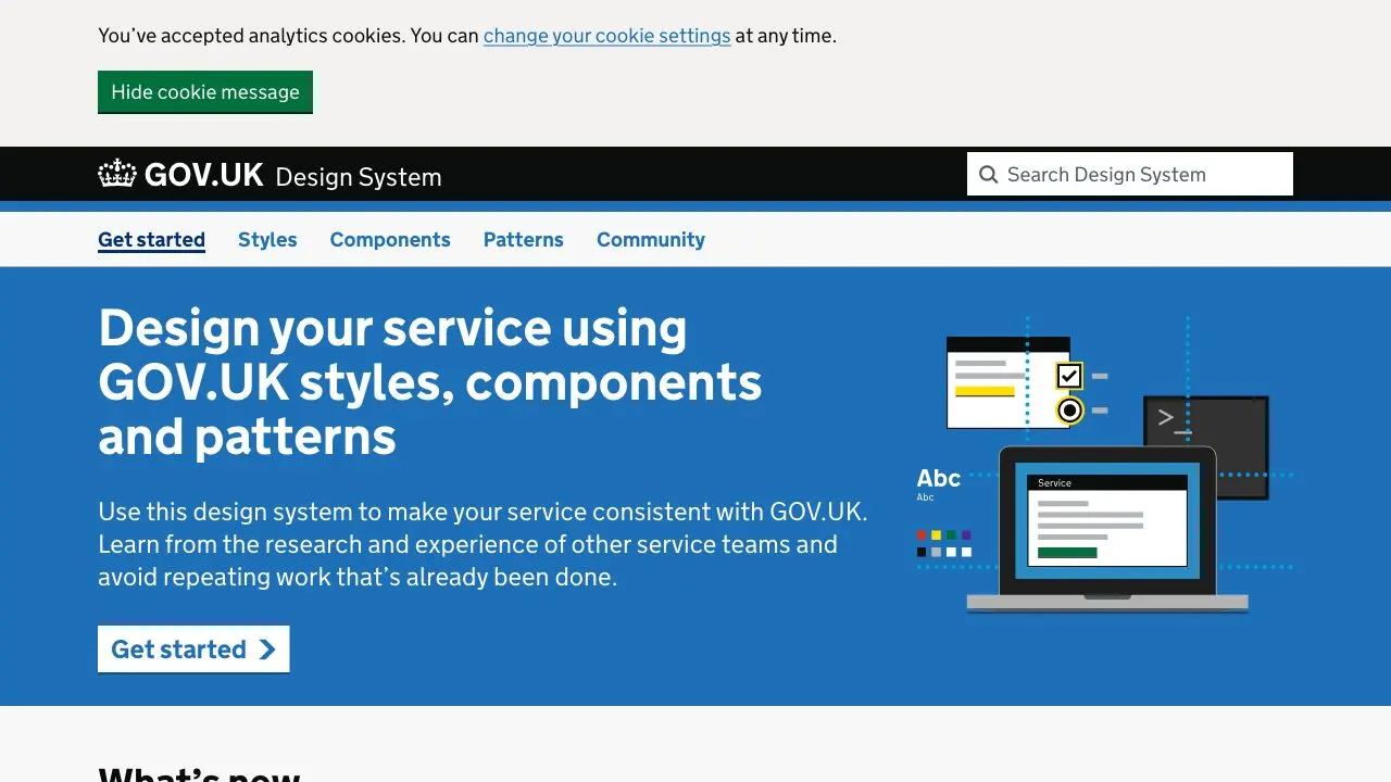 Front page screenshot of GOV.UK Design System