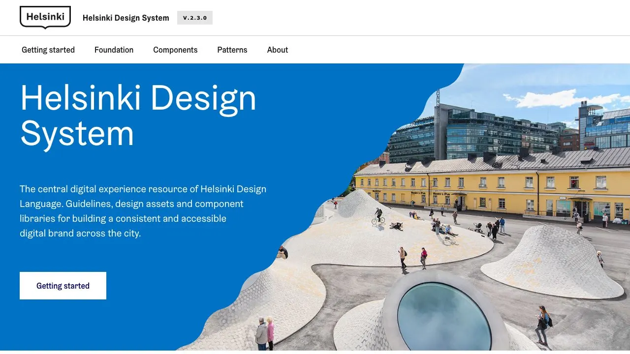 Front page screenshot of Helsinki Design System