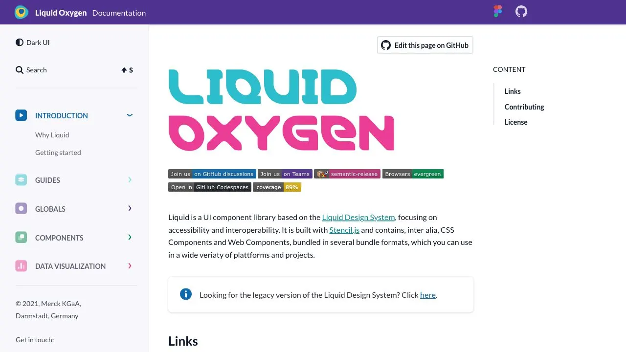 Front page screenshot of Liquid Oxygen