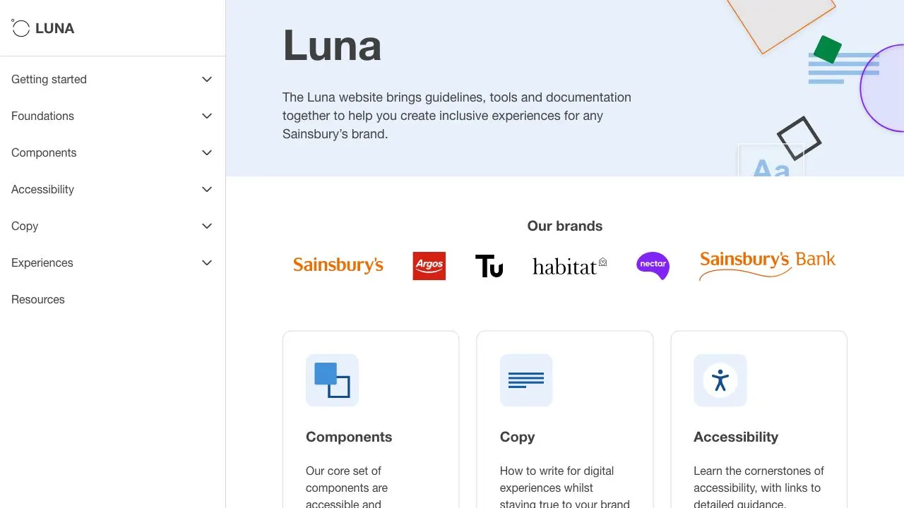 Front page screenshot of Luna
