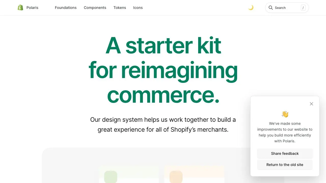 Shopify Polaris screenshoot