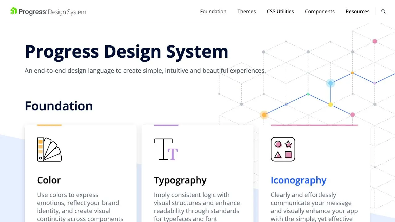 Front page screenshot of Progress Design System