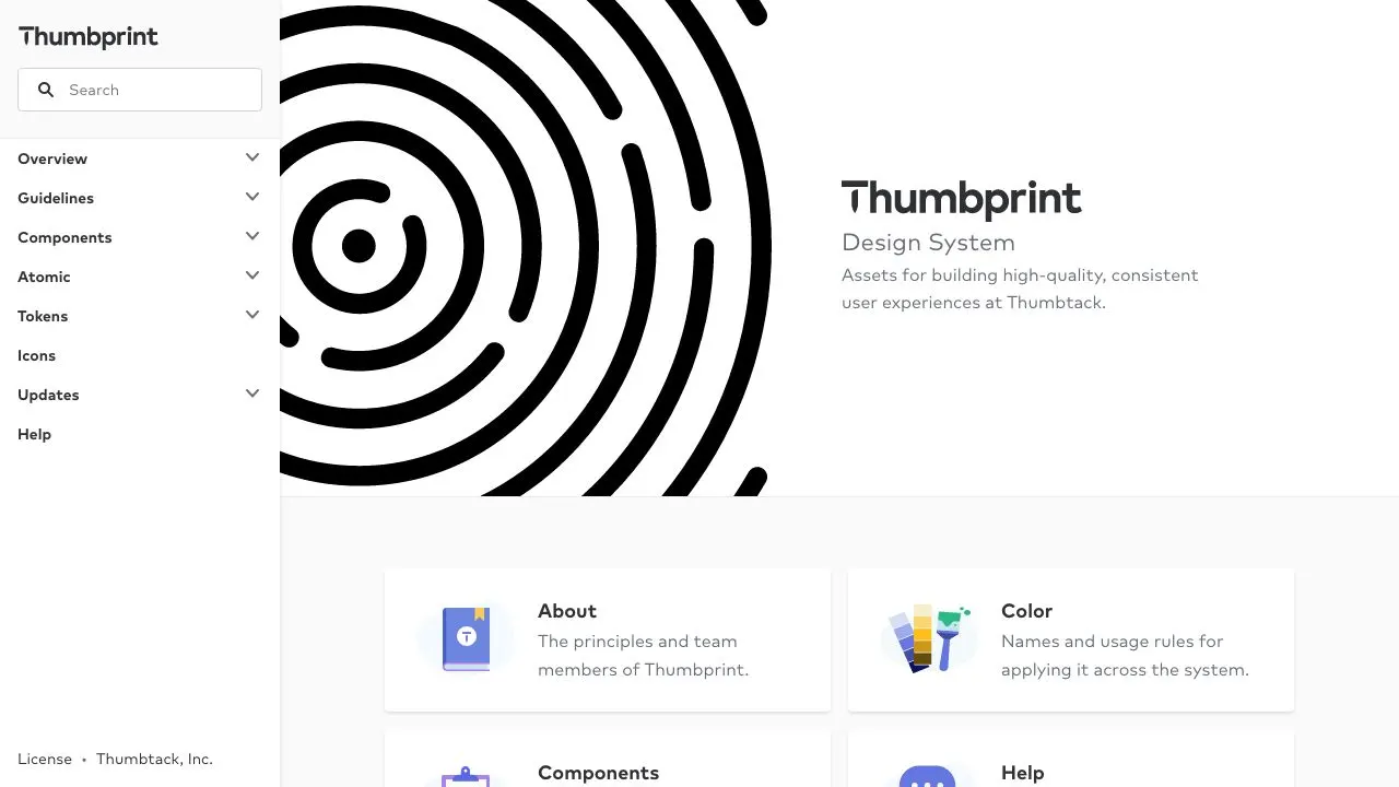 Front page screenshot of Thumbprint