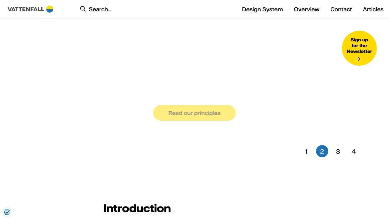 Front page screenshot of Vattenfall Design System