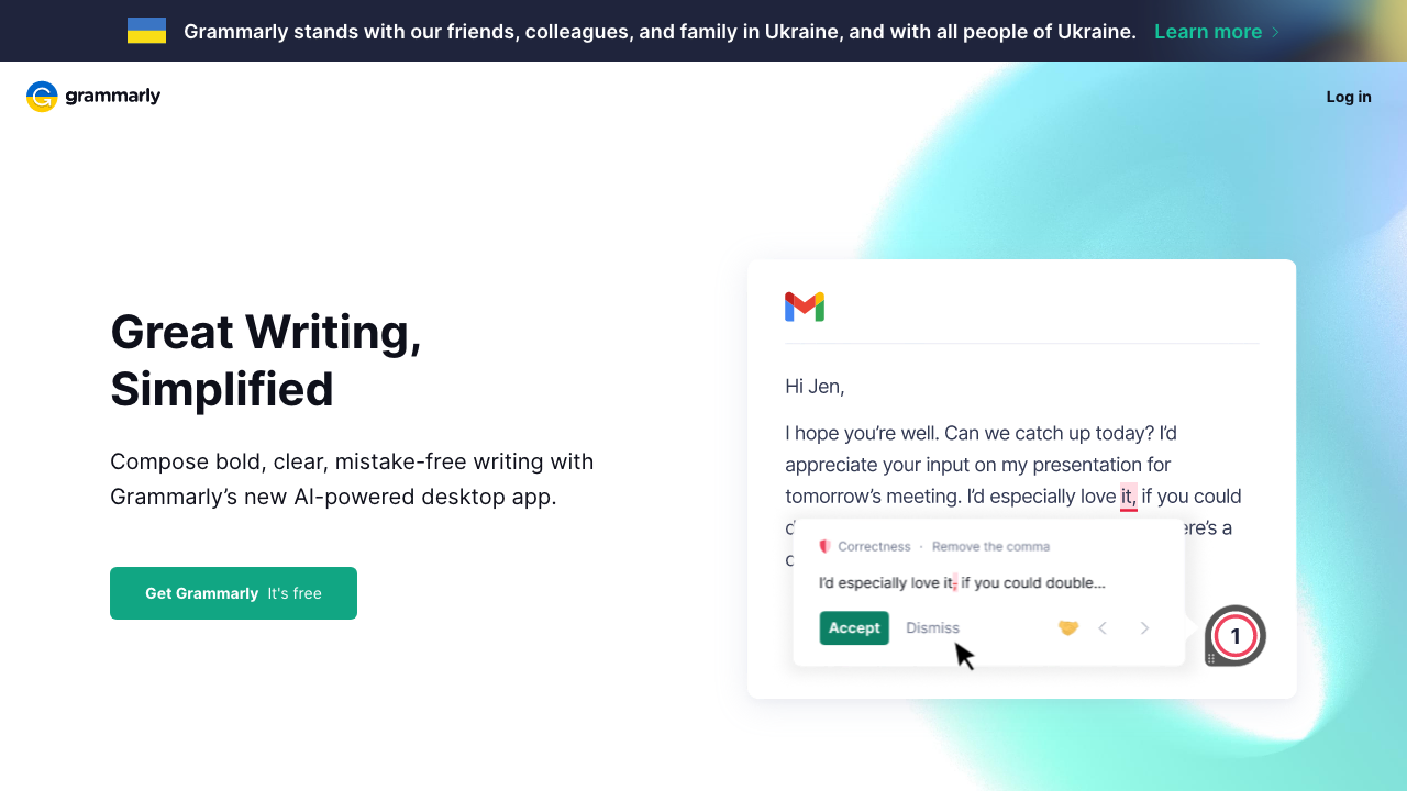 Screenshot of Grammarly